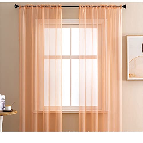 GIVBRO Durchsichtige Vorhänge aus Voile, transparent, für Zuhause, Büro, Café, Dekoration, Orange, Pink, 100 x 250 cm von GIVBRO