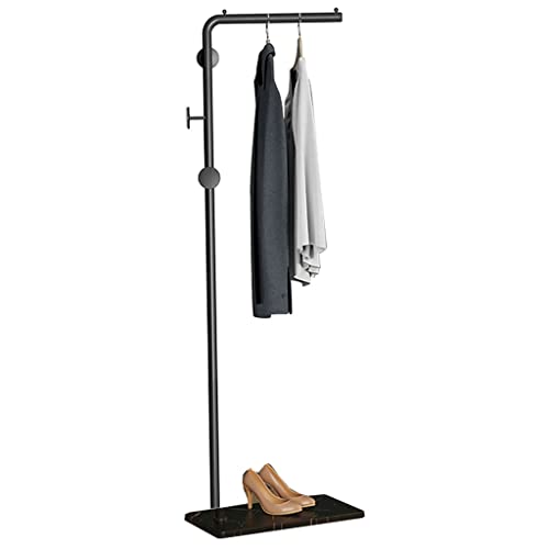 GIZNXBA Garderobenständer Schwarz, Standgarderobe Metall, Kleiderständer Mit Marmorsockel, Garderobenständer Im Eingangsbereich Mit 3 Haken, Für Mäntel, Hüte,Schals (Color : /Black, Size : A) von GIZNXBA