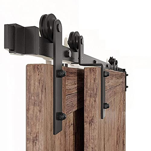 Heavy-duty Sliding Barn Door Kit, Bypass Sliding Barn Door Hardware Kit, for Cabinet Closet Sliding Monorail Silent Roller, Monorail Door Double Wooden Door Use (Size : 400cm/13ft) (Black 183cm/6ft) von GJKKNKJ