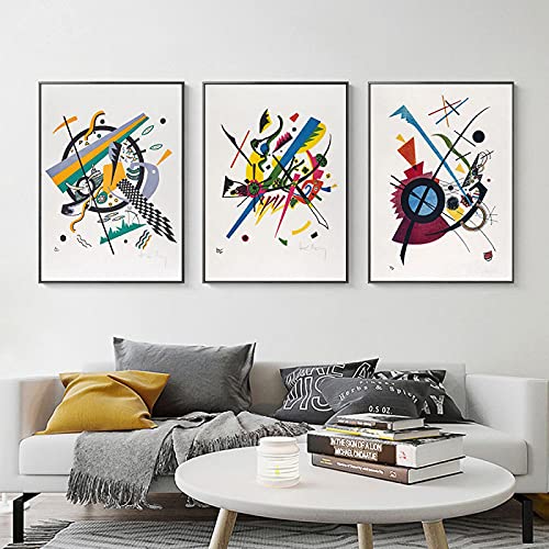 Wassily Kandinsky Poster äSthetische Leinwand Malerei Nordic Abstrakte Kunstdruck Moderne Wandbild FüR Wohnzimmer Wohnkultur 50x80cmx3 Rahmenlos von GLASA