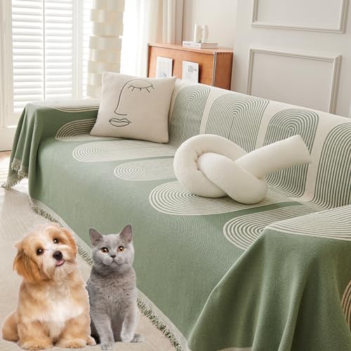 Reversible Chenille Sofa Cover, Double Sided Chenille Sofa Cover, Fine Chenille Sofa Cover, Four Seasons Soft Chenille Double Sided Sofa Towel Couch Covers for Pets (Green,180*230cm/70.8*90.5in) von GLIART