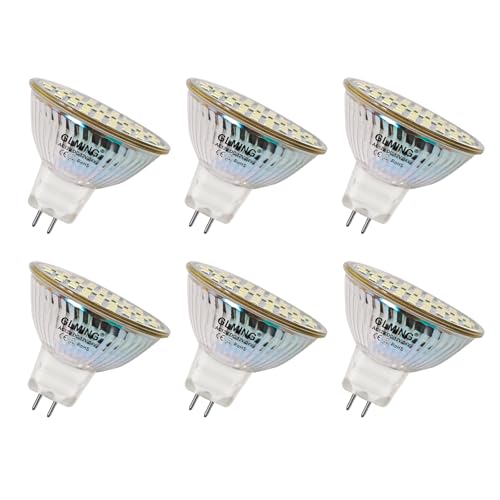 GLMING MR16 GU5.3 48-2835SMD LED-Leuchtmittel 3W Ersetzen Sie 30W 35W Halogenlampe G5.3Bi-Pin-Sockel Lampe Spot AC12V DC12-24V Weiß 6Stück von GLMING
