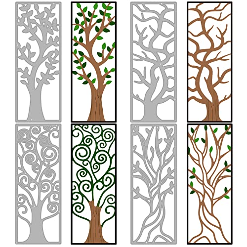 GLOBLELAND 4 Stile Baum des Lebens Baumstamm Äste Stanzformen für Kartenherstellung Dekoration und DIY Scrapbooking, rechteckiger Rahmen Metallschablone Schablone von GLOBLELAND