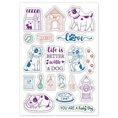 GLOBLELAND Glücklicher Hund Stempel Dalmatiner Clear Stamps Silikonstempel Transparentes Stempel Siegel für Kartenherstellung Dekoration und DIY Scrapbooking Album Dekor von GLOBLELAND