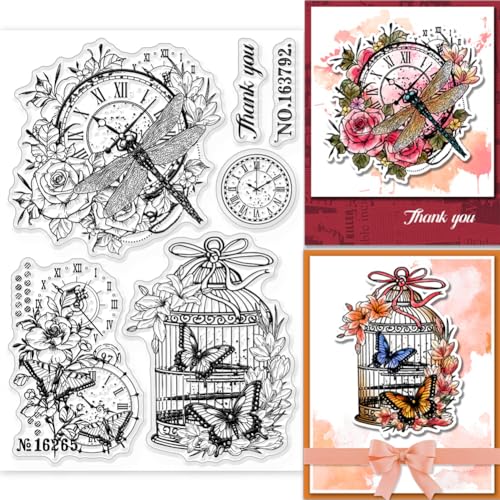 GLOBLELAND Transparente Stempel Mit Vintage-Uhr, Retro-Uhr, Dekorative Transparente Stempel, Silikonstempel Für Kartenherstellung Und Fotoalbum-Dekoration Und DIY-Scrapbooking von GLOBLELAND