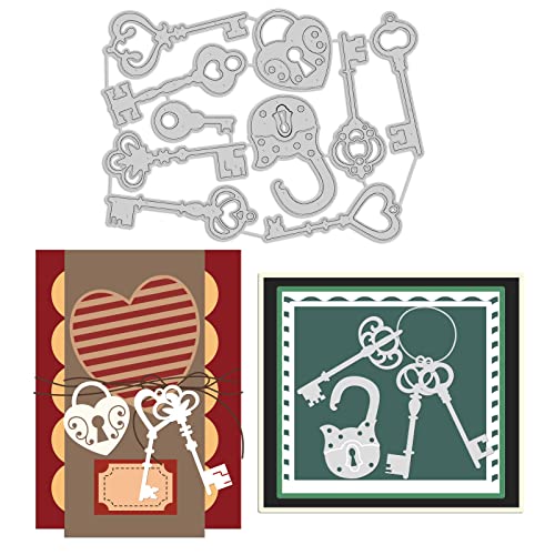 GLOBLELAND Vintage Schlüssel Prägeschablone Schlösser Kohlenstoffstahl Stanzformen Schlüssel Stanzen für Scrapbooking Karte DIY Handwerk Dekoration, (DIY-WH0309-362-US19) von GLOBLELAND