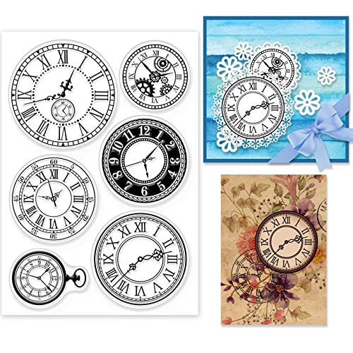 GLOBLELAND Vintage Uhren Zahnrad Klare Stempel für DIY Scrapbooking Dekor Zahnräder Steampunk Vintage Transparente Silikonstempel für die Herstellung von Karten Fotoalbum Dekoration von GLOBLELAND