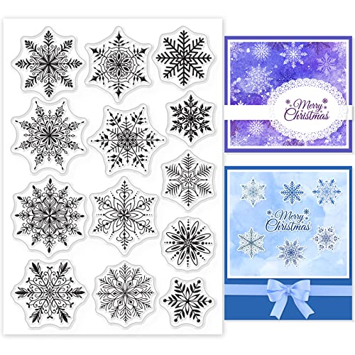 GLOBLELAND Weihnachten Schneeflocken Klare Stempel für DIY Scrapbooking Dekor Winter Schneeflocken Transparente Silikonstempel für die Herstellung von Karten Fotoalbum Dekoration von GLOBLELAND