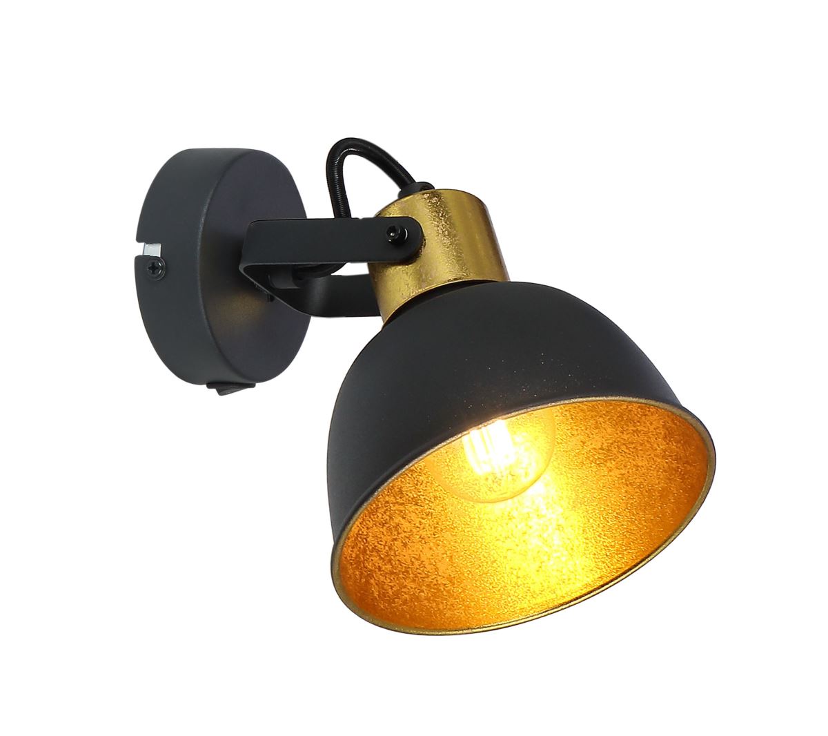 Globo Fillo Wandstrahler schwarz, Blattgold E14 mit Schalter x13x14cm von GLOBO Lighting