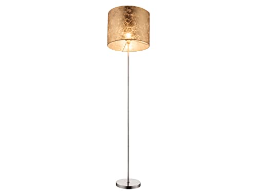 Globo Design Stehlampe Amy mit E27 LED, Stoffschirm Ø 40cm goldfarbig marmoriert für wohnliches Licht von Globo