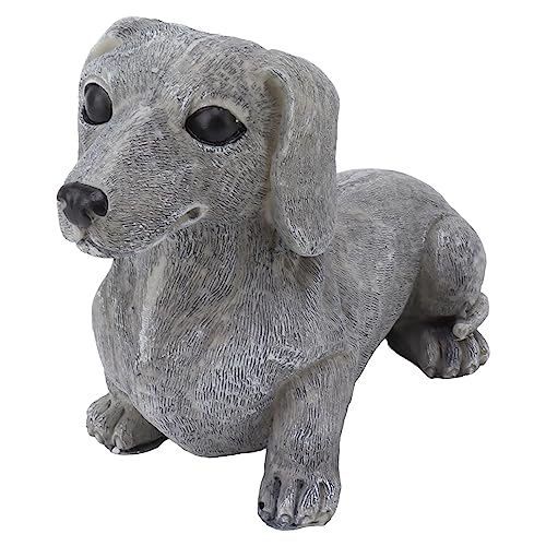 GLOGLOW Hunde-Gartenstatue, Kunstharz-Hundefigur, Graue Retriever-Statue, Gartendekoration, Figur für Hof und Garten (Dackel) von GLOGLOW