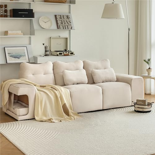 GM Ultra Dreisitzer-Sofa 228x73cm, Couch mit Stauraum 3 Sitzer, Ecksofa mit Pet Sofagarnituren, Sofa mit Schlaffunktion, Luftsofa fur Wohnzimmer, Beige von GM Ultra