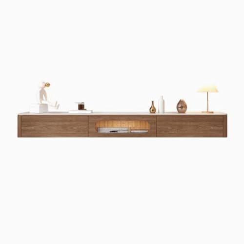 GODFSAHG TV-Ständer, moderner, schwebender TV-Ständer, Holz, Wandmontage, TV-Schrank mit 2 Schubladen und Schiefer-Tischplatte, schwimmende LED-Unterhaltungszentrum, Fernsehständer, Wohnzimmermöbel GODFSAHG TV-Ständer, moderner, schwebender TV-Ständer, Holz, Wandmontage, TV-Schrank mit 2 Schubladen und Schiefer-Tischplatte, schwimmende LED-Unterhaltungszentrum, Fernsehständer, Wohnzimmermöbel von GODFSAHG