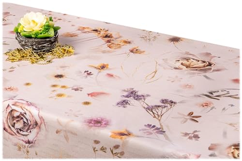 GOLDMAR Klassische Blumen-Tischdecke, Wasserabweisend, Fleckenresistente Schmutzabweisend Blumen - für Partys, Elegante Tisch Deko (140x200 cm, Blumen-w014) von GOLDMAR