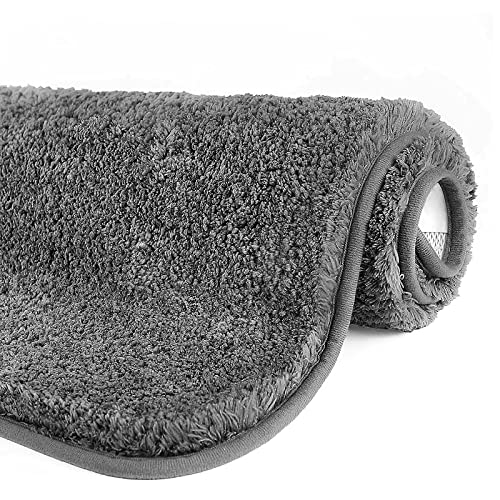 GONICVIN Teppich, 60 x 90 cm Flauschige Mikrofaser Waschbarer Badteppich Badematte, rutschfest Badezimmerteppich für Badezimmer, Wohnzimmer (Anthrazit) von GONICVIN