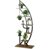 Goplus - 6-stöckiger Metall-Pflanzenständer, halbmondförmiger Leiter-Pflanzgefäß mit Haken, Blumentopfregal, Ausstellungsregal für Wohnzimmer, Goplus - 6-stöckiger Metall-Pflanzenständer, halbmondförmiger Leiter-Pflanzgefäß mit Haken, Blumentopfregal, Ausstellungsregal für Wohnzimmer, von GOPLUS