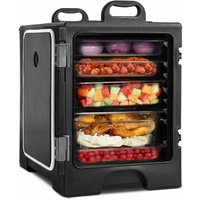 77 l Isolierbox, Thermobox mit Griff& 5 Pfannen, Kühlbox, 6 Stunden Wärmeisolationswirkung, ohne Strom, für Picknick & Restaurant, Schwarz - Goplus von GOPLUS