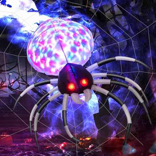 GOPLUS 100cm lang Spinne Halloween aufblasbare Dekoration, gruselige Spinne Halloween Deko mit Netz, eingebautem Gebläse und LEDs, Halloween-Spinne für Party Dach Garten Hof Rasen GOPLUS 100cm lang Spinne Halloween aufblasbare Dekoration, gruselige Spinne Halloween Deko mit Netz, eingebautem Gebläse und LEDs, Halloween-Spinne für Party Dach Garten Hof Rasen von GOPLUS