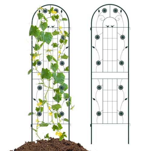 GOPLUS 2/4-teiliges Rankgitter aus Metall, Rankhilfe 180/220cm hoch, Sichtschutz Garten, Rosenspalier, Ranknetz, Rankgitter Balkon, Rankhilfe für Kletterpflanzen, Grün (180 x 50 cm,Grün-2 Stücke) von GOPLUS