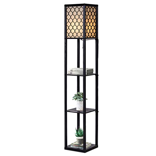 GOPLUS 3-Regal Stehleuchte, Stehlampe mit 3 Regalablagen, Standlampe Standleuchte Modern und Elegant mit Schalter, Innenbeleuchtung Lagerung Beleuchtung für Wohnzimmer Schlafzimmer (Modell 2) von GOPLUS