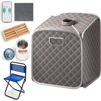 GOPLUS Dampfsauna, 2L private Saunakabine mit Stuhl, Fußmassage, Roller, 9 einstellbare Temperaturstufen, Heimsauna zur Gewichtsreduktion, von GOPLUS