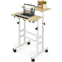 GOPLUS Mobiler Labtoptisch, Sit-Stand Arbeitstisch mit Rollen, hoehenverstellbarer Stehtisch, Schreibtisch zum Stehpult für Notebook&Beamer, von GOPLUS