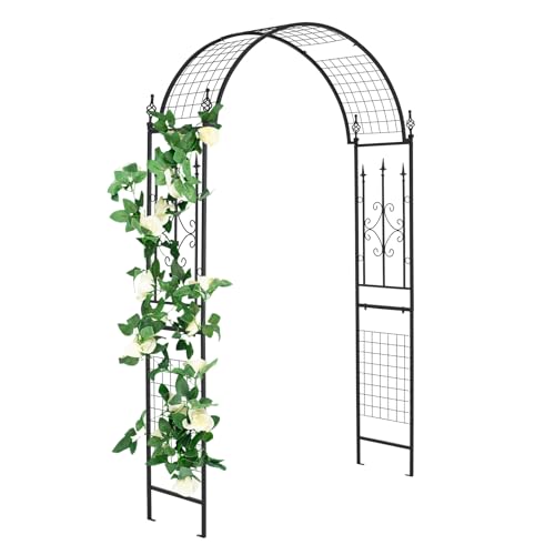 GOPLUS Rosenbogen aus Metall, 143 x 40 x 234 cm Gartenbogen mit Rankhilfe & 4 Erdspießen, Torbogen für Kletterpflanzen, Rankbogen Hochzeitsbogen für Garten, Hochzeit & Party GOPLUS Rosenbogen aus Metall, 143 x 40 x 234 cm Gartenbogen mit Rankhilfe & 4 Erdspießen, Torbogen für Kletterpflanzen, Rankbogen Hochzeitsbogen für Garten, Hochzeit & Party von GOPLUS