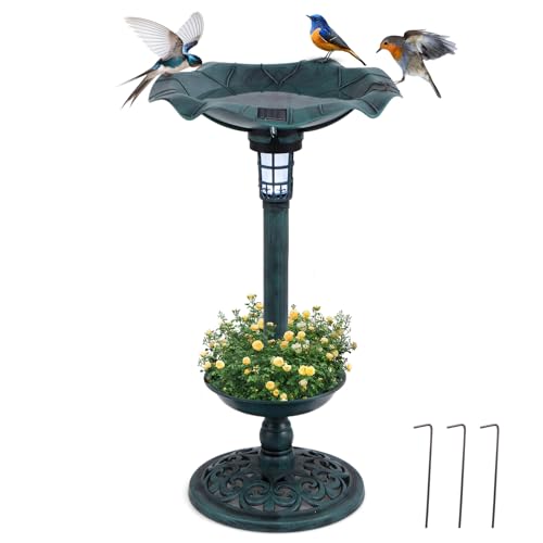 GOPLUS Vogeltränke stehend, Vogelbad Winterfest mit Solar Licht & Blumentopf, Vogelbrunnen Retro, Garten Tränke Bad für Wildvögel, Wassertränke für Vögel, Bird Bath für Terrasse & Rasen (Bronze) GOPLUS Vogeltränke stehend, Vogelbad Winterfest mit Solar Licht & Blumentopf, Vogelbrunnen Retro, Garten Tränke Bad für Wildvögel, Wassertränke für Vögel, Bird Bath für Terrasse & Rasen (Bronze) von GOPLUS