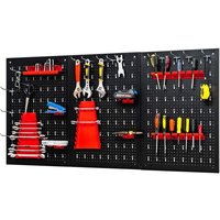 Goplus - Werkzeugwand 120 x 60 cm, 28 tlg. Werkzeugregal-Set mit Haken & Halterungen, Werkzeuglochwand aus Stahl für Schraubenschlüssel & Bohrer, Goplus - Werkzeugwand 120 x 60 cm, 28 tlg. Werkzeugregal-Set mit Haken & Halterungen, Werkzeuglochwand aus Stahl für Schraubenschlüssel & Bohrer, von GOPLUS