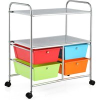 Rollwagen mit 4 Schubladen, Rollregal Farbewahl, Küchenwagen mit Rädern, Beistellwagen Haushaltswagen Rollcontainer Badrollwagen Badtrolley Badregal von GOPLUS