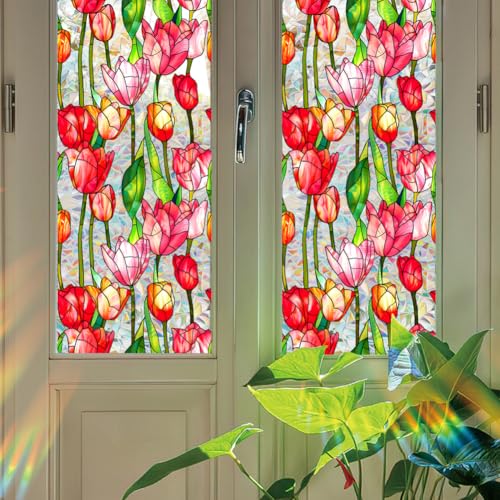 GORGECRAFT 100x43cm Tulpen Sichtschutzfolie Sonnenschutz Sichtschutzfolie Für Fenster Blumen Reflektierend Nicht Klebend Regenbogen Wiederverwendbare Glashaftung UV Beständig Buntglas Dekorative 3D Au GORGECRAFT 100x43cm Tulpen Sichtschutzfolie Sonnenschutz Sichtschutzfolie Für Fenster Blumen Reflektierend Nicht Klebend Regenbogen Wiederverwendbare Glashaftung UV Beständig Buntglas Dekorative 3D Au von GORGECRAFT