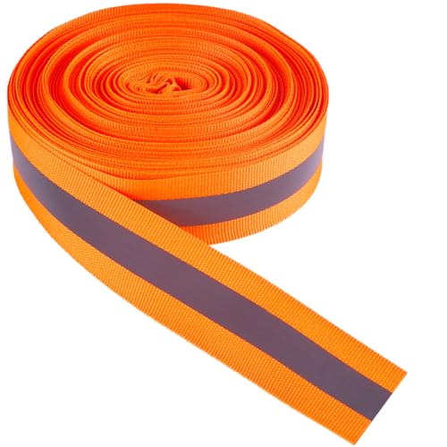 GORGECRAFT 20m x 25mm Reflektierende Bänder Orange Winter-Reflektorstoff Mit Hoher Sichtbarkeit Reflektierendes Sicherheitsband Zum Aufnähen Gurtband Zierstreifen Armbänder Laufausrüstung Kleidung von GORGECRAFT