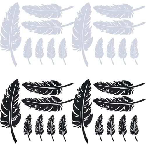 GORGECRAFT 4 Blatt Feder-Autoaufkleber Weiß Und Schwarz Autofenster-Stoßstangenaufkleber Feder-Silhouette Reflektierende Aufkleber Wasserfestes Vinyl Automobil-Außendekoration Für Motorrad Türen Wände GORGECRAFT 4 Blatt Feder-Autoaufkleber Weiß Und Schwarz Autofenster-Stoßstangenaufkleber Feder-Silhouette Reflektierende Aufkleber Wasserfestes Vinyl Automobil-Außendekoration Für Motorrad Türen Wände von GORGECRAFT