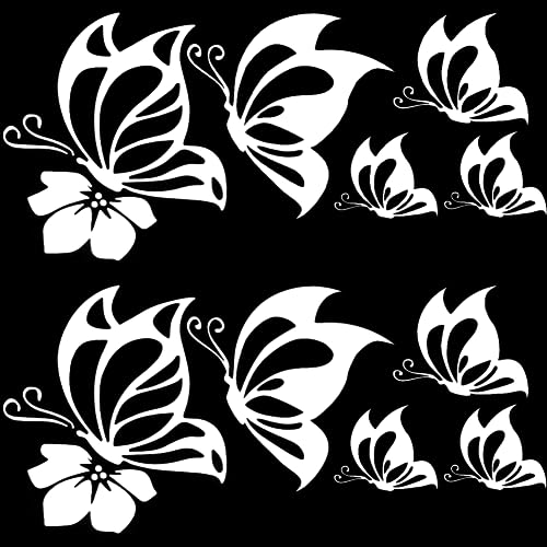 GORGECRAFT 4 Blatt Schmetterlings-Autoaufkleber-Set Große Autoaufkleber Schmetterlinge Küssender Hibiskus Reflektierende Aufkleber Wasserfester Vinyl-Aufkleber Damen-Autoaufkleber Für Auto Weiß von GORGECRAFT