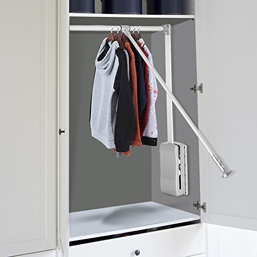 Klappbarer Kleiderlift Kleiderstange verstellbar 450-1150 mm Wardrobelift Schrank für Garderobe, Schrank, Ankleidezimmer ausziehbar silber (830-1150) von GOTOTOP