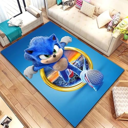 GOUDAQU Anime S-Sonic-C Igeldruck Großflächiger Teppich Für Wohnzimmer Schlafzimmer Sofa Dekoration Boden Anti Rutschmatte Geschenke 100X160Cm von GOUDAQU