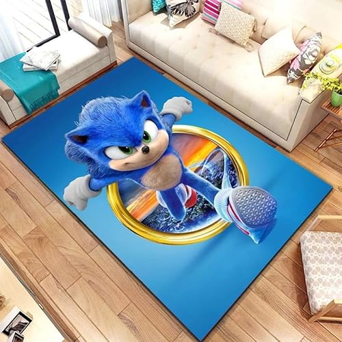 GOUDAQU Anime S-Sonic-C Igeldruck Großflächiger Teppich Für Wohnzimmer Schlafzimmer Sofa Dekoration Boden Anti Rutschmatte Geschenke 90X150Cm von GOUDAQU