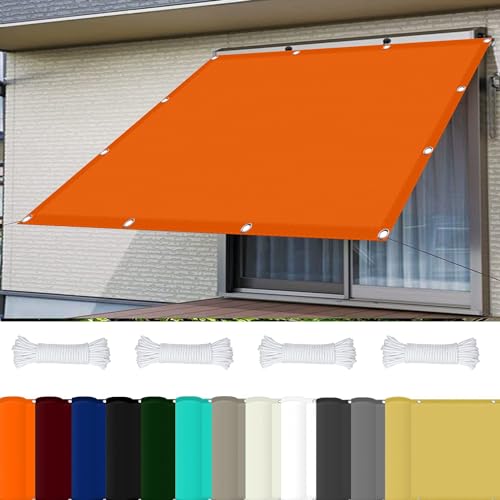 Rechteck Sonnenschutz Garten Balkon 0.5 x 2 m 98% UV Schutz Sonnensegel für Markise mit Ösen Und Kordel Reißfest für Balkon Terrasse Garten Camping, Orange von GOUSAILS