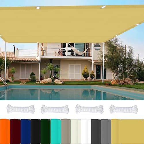 Sonnensegel Baldachin 1.7 x 9.5 m 98% UV Schutz Sonnensegel Terrassenüberdachung mit Ösen Und Kordel,PES Polyester für Balkon Terrasse Garten Camping, Creme Farben von GOUSAILS