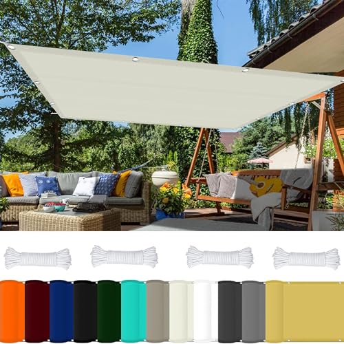 Sonnensegel Sonnenschutz Windschutz 2 x 9.5 m 98% UV Schutz Sonnensegel für Sandkasten mit Ösen Und Kordel,Ohne Bohren für Garten Balkon Terrasse Camping, Elfenbein von GOUSAILS