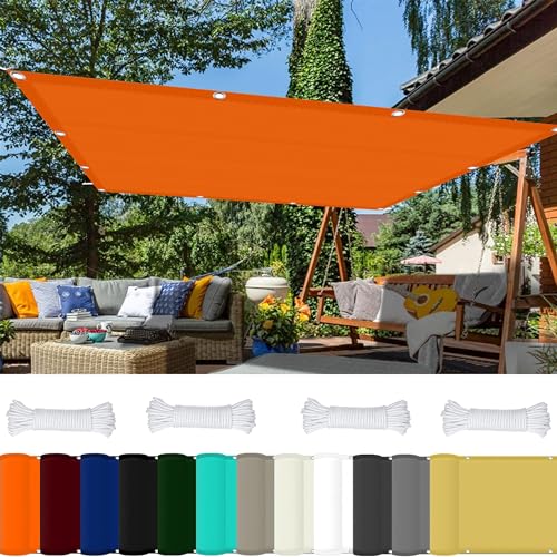 Sonnensegel Wasserdicht 1 x 2 m 98% UV Schutz Windschutz Überdachung Plan mit Ösen Und Kordel,PES Polyester für Balkon Terrasse Garten Camping, Orange von GOUSAILS