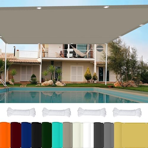 Sonnensegel Wasserdicht 2.8 x 10 m 98% UV Schutz Sonnensegel Terrassenüberdachung mit Ösen Und Kordel Reißfest für Garten Balkon Terrasse Camping, Khaki von GOUSAILS