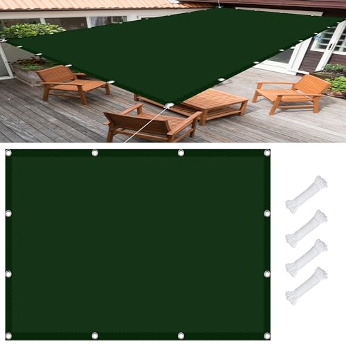 Sonnensegel Sonnenschutz 1.2 x 1.8 m, Wasserdicht 98% UV Schutz Sonnensegel Leinwand inkl Befestigungsseile für Garten Terrasse, Dunkelgrün von GOUSANG