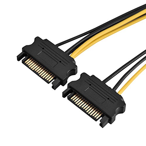 GOWENIC 15 PinStecker auf 8 Pin Buchse, PCI E Netzteilkabel, Erhöht den Strom der Grafikkarte, für Computer ohne 8 Pin Grafikkartenstrom oder Ausreichende Stromversorgung (Dual 0,4 m) von GOWENIC