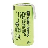 NiMH-Akku, GP, Industriezelle mit Lötfahnen, 28,7x14,5mm, 1,2V/750mAh von GP