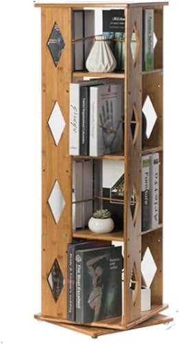 GPECTIFO Bücherregal, Bücherregal, 360-Grad-Drehung, einfaches Bücherregal, mehrschichtiges Bambus-Bücherregal, Heimbüro-Dekorations-Bücherregal(Size:Four) von GPECTIFO