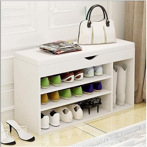 GPECTIFO Schuhregal, 3 Ebenen, Schuhregal, Schuhschrank, Schuhbank mit hochklappbarer Tischplatte und weichem Sitzkissen, Schuhregal-Organizer (Color : B) von GPECTIFO