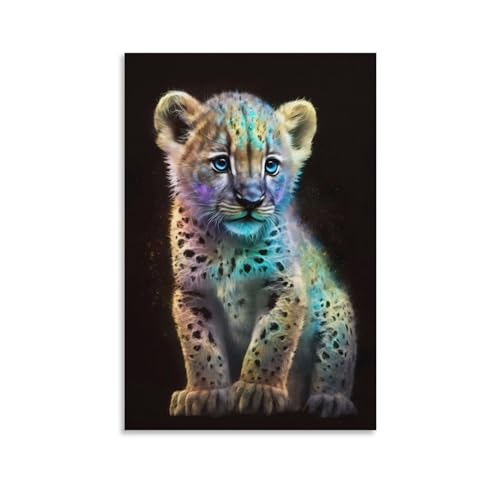 GQmoney Niedliches Galaxie-Baby-Leoparden-Poster, Reproduktion, dekoratives Gemälde, Leinwand, Wandposter und Kunstdruck, modernes Familienschlafzimmer, Poster, 50 x 75 cm von GQmoney