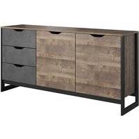 Graingold - Kommode 160cm Denis - Sideboard, Kommode mit Schubladen - Loft-Kommode zum Wohnzimmer oder Schlafzimmer - Dunkelbraun - Dunkelbraun von GRAINGOLD