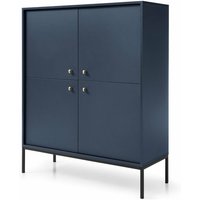 Graingold - Kommode Amor - Kommode für das Wohnzimmer, Sideboard auf Beinen, Schrank mit 4 Türen, Modernes Wohnzimmer - Dunkelblau - Dunkelblau von GRAINGOLD